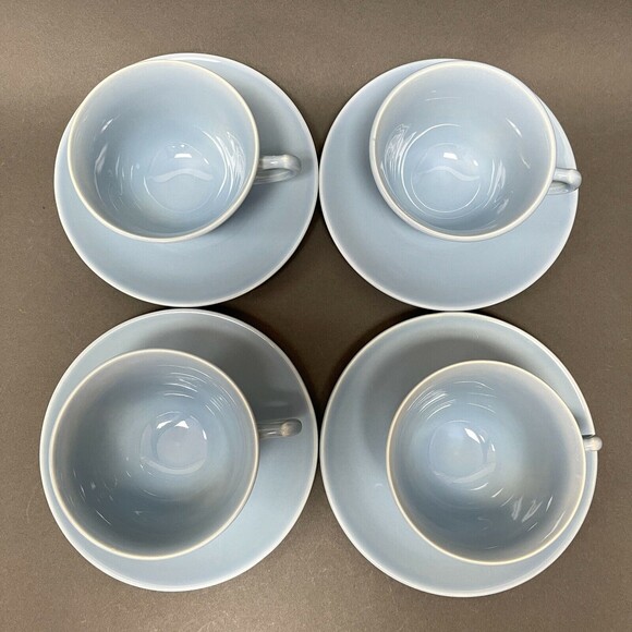 Vintage TS&T Taylor Smith & T Lu-Ray Pastels Blue Cups and Saucers Lot of 8 - Picture 3 of 9